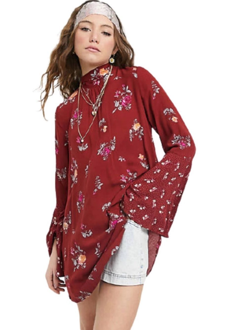 Free People Tate Tunic Floral Top / Mini Dress | Vintage Combo | Medium